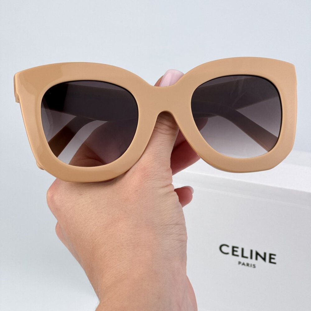 Celine Cl4005fn 57z Brand New Sunglasses Beige Gradient Violet Geometric Women